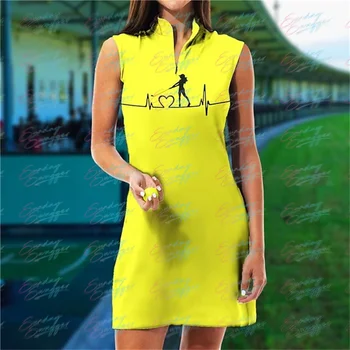 2023 Модное повседневное платье без рукавов с принтом для гольфа, Дышащая Быстросохнущая спортивная одежда для тренировок, цельное платье для фитнеса