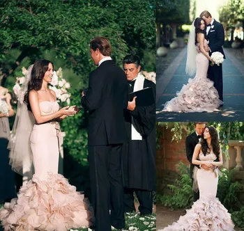 Романтическое розовое длинное свадебное платье Русалки с каскадными оборками и открытой спиной, вечернее свадебное платье большого размера, сшитое на заказ