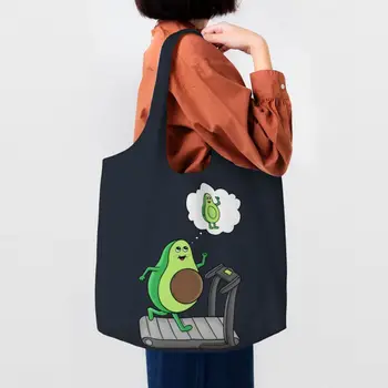 Сумка для покупок из авокадо для спортзала, женская холщовая сумка через плечо, моющиеся фрукты, веганские продукты, сумки для покупателей, сумки