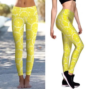 Женские леггинсы для фитнеса с высокой талией и эластичной резинкой с цифровой печатью, штаны для йоги
