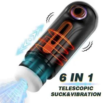 Мастурбация 6 В 1 для мужчин, автоматический телескопический сосущий мужской вибратор, чашка для мастурбации, настоящая вагина, секс-игрушки для мужчин