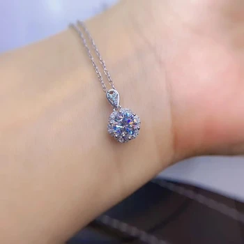 классическое льющееся блестящее муассанитовое ожерелье для женщин серебряное ожерелье ювелирные изделия из стерлингового серебра 925 пробы подарок на день рождения rouns shiny gem